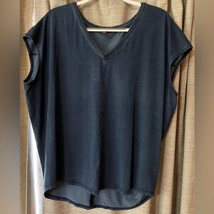 Drop sleeve denim blue top